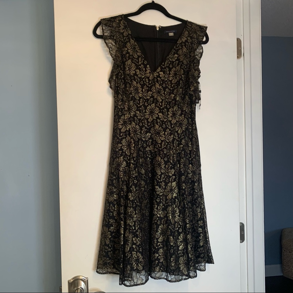 Tommy Hilfiger black and gold lace dress size 8. Never worn